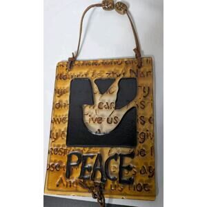Peace Glass Art Plaque Dove Motif Wall Hanging